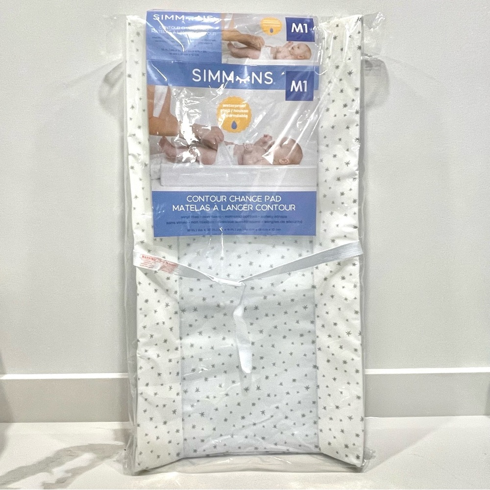 NEW Simmons Contour Waterproof Diaper Change Pad (Grey Stars)